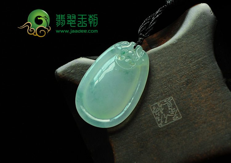 冰种飘花缅甸翡翠福在眼前挂件