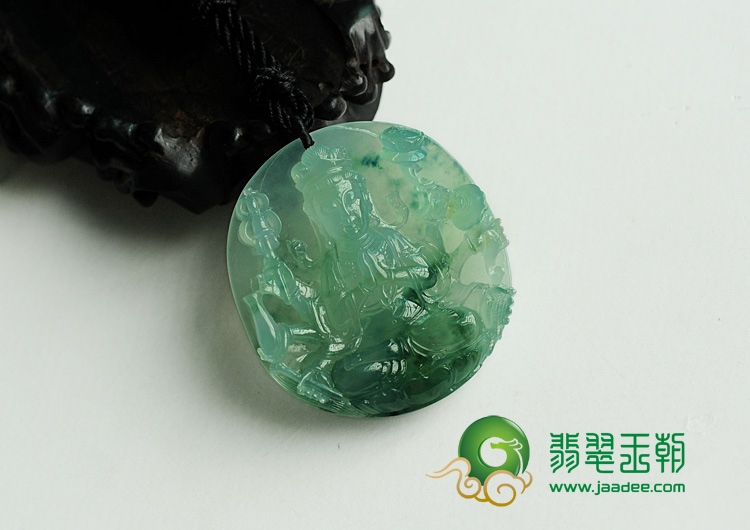 冰种飘花缅甸翡翠千手观音挂件