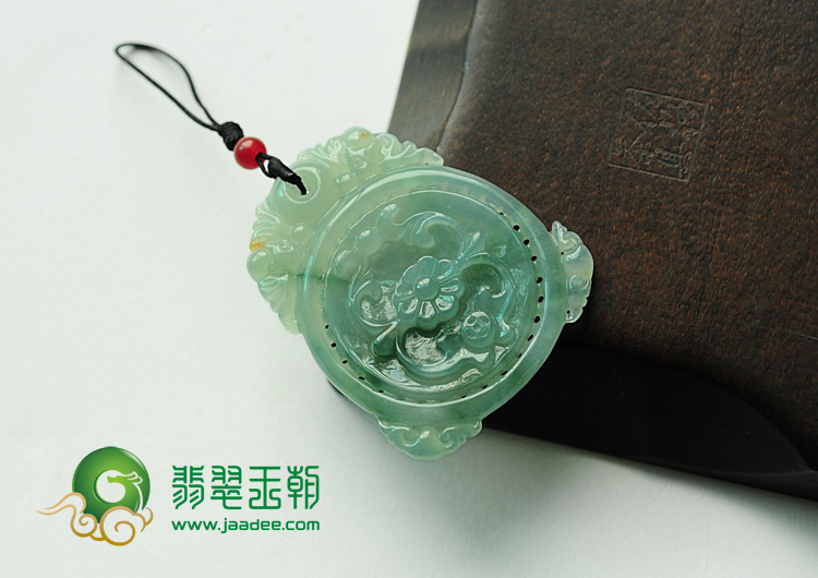 冰种飘花缅甸翡翠平安符挂件