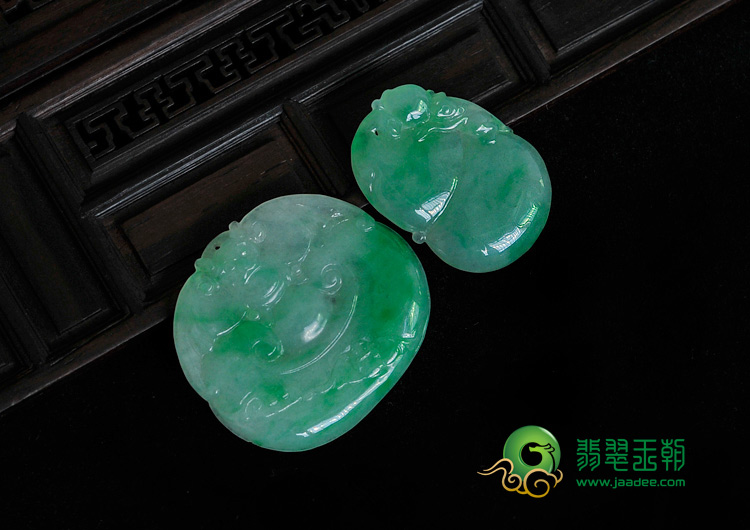 糯冰种飘翠缅甸翡翠多福多寿挂件（一批走）