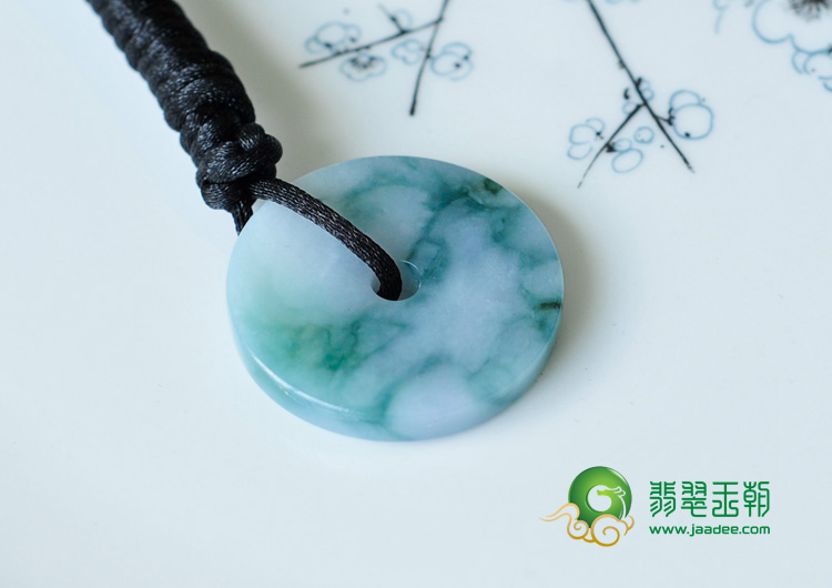 糯冰种淡紫罗兰飘花缅甸翡翠平安扣挂件