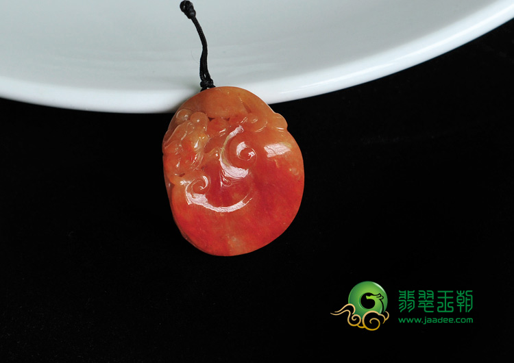 糯冰种红黄翡缅甸翡翠福寿如意挂件