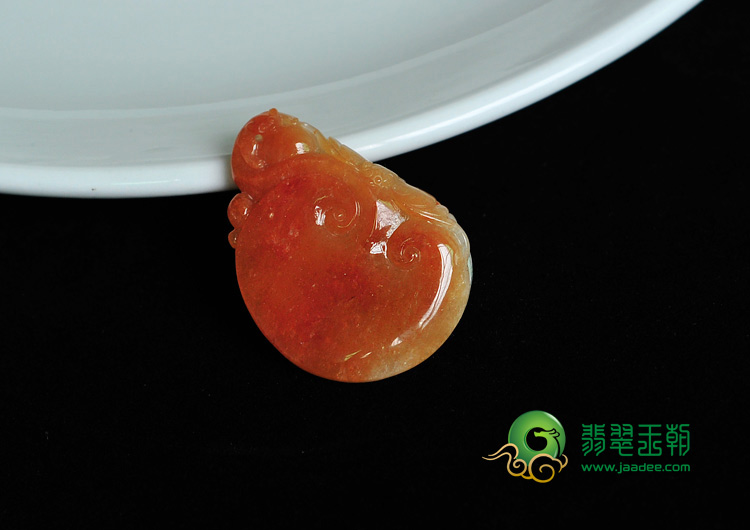 糯冰种红黄翡缅甸翡翠福寿如意挂件