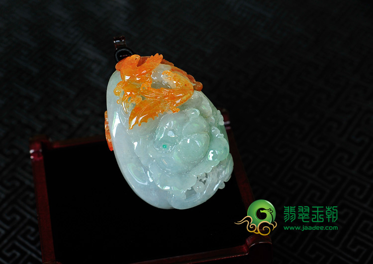 糯冰种晴水黄翡缅甸翡翠富贵双喜挂件