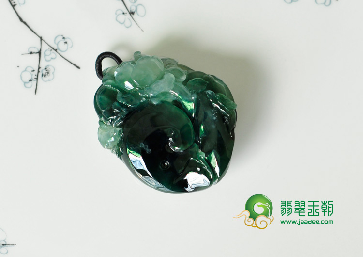 冰种油青缅甸翡翠富贵双喜挂件