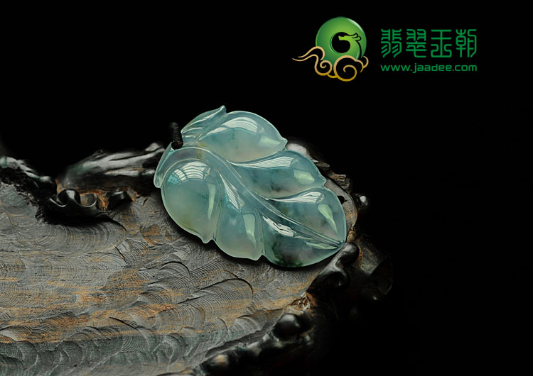 冰种紫罗兰飘花缅甸翡翠叶子挂件
