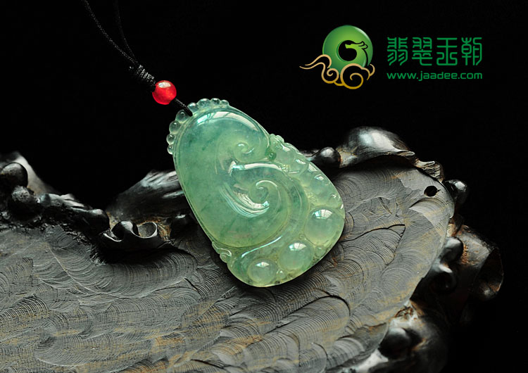 冰种飘花缅甸翡翠如意寿挂件