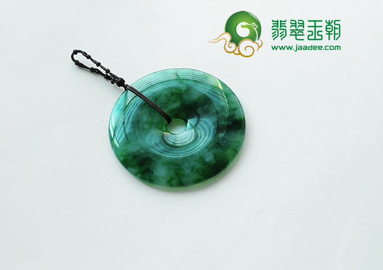 糯冰种花青缅甸翡翠平安扣挂件