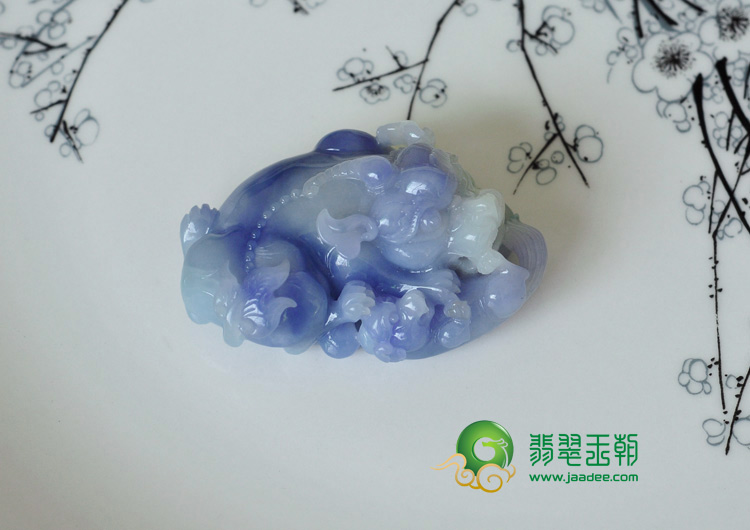 糯冰种紫罗兰缅甸翡翠貔貅挂件