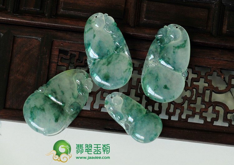 冰种飘花缅甸翡翠福禄寿挂件（一批走）