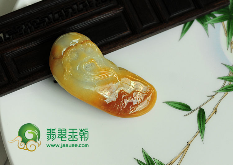 糯冰种黄翡缅甸翡翠寿星挂件