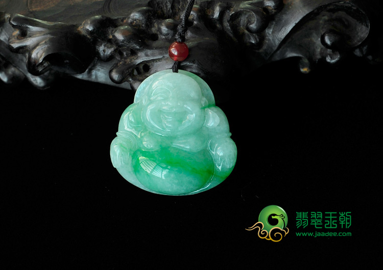 糯冰种阳绿缅甸翡翠玉佛挂件