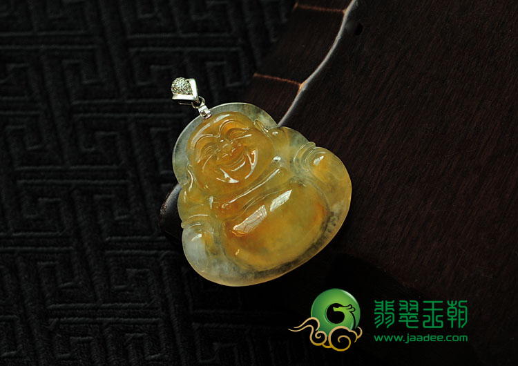 冰种黄翡缅甸翡翠玉佛挂件