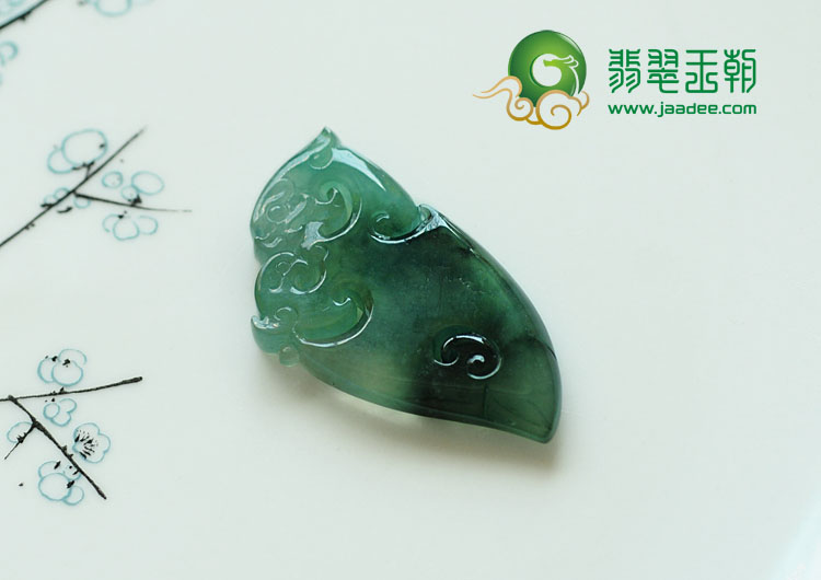 冰种飘花缅甸翡翠龙凤呈祥挂件