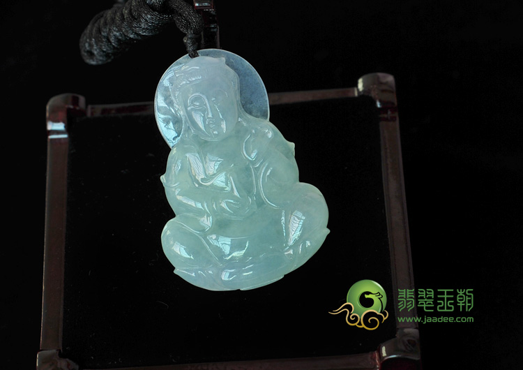 冰种晴水缅甸翡翠观音挂件