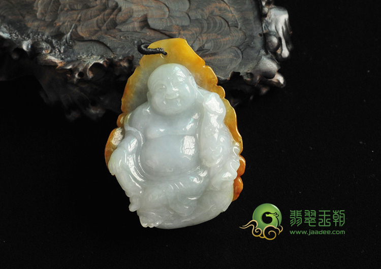 糯冰种黄翡缅甸翡翠玉佛挂件