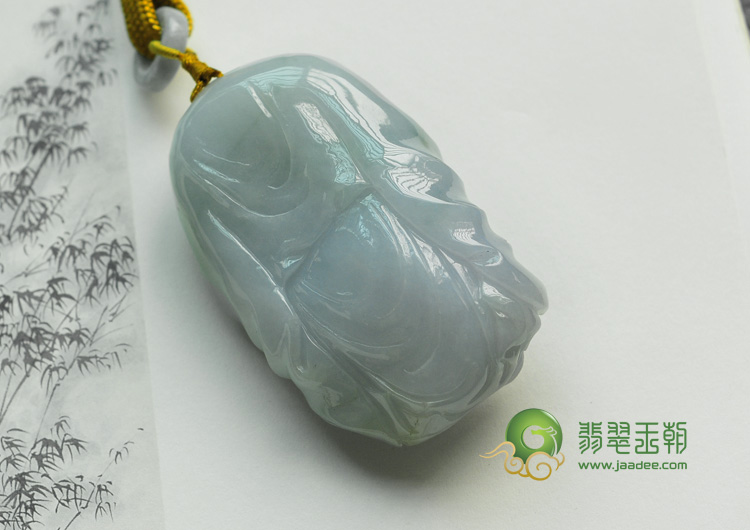 糯冰种淡紫罗兰略飘花缅甸翡翠“送财罗汉”手玩件