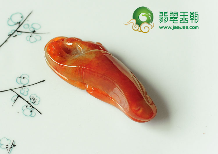 糯冰种红翡缅甸翡翠凤来仪挂件