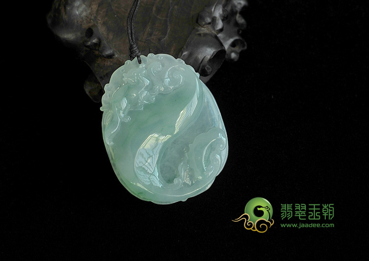 糯冰种飘翠缅甸翡翠如意寿挂件
