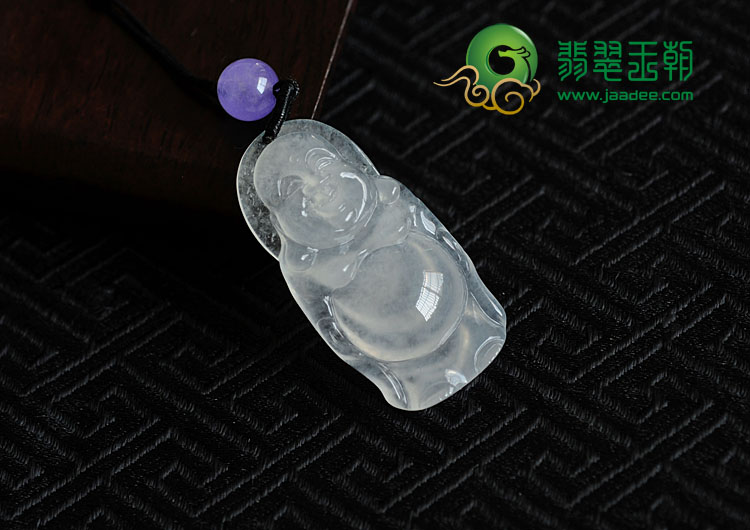 冰种缅甸翡翠站佛挂件