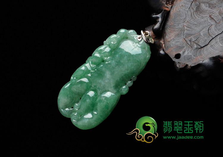 糯冰种苹果绿缅甸翡翠佛手挂件