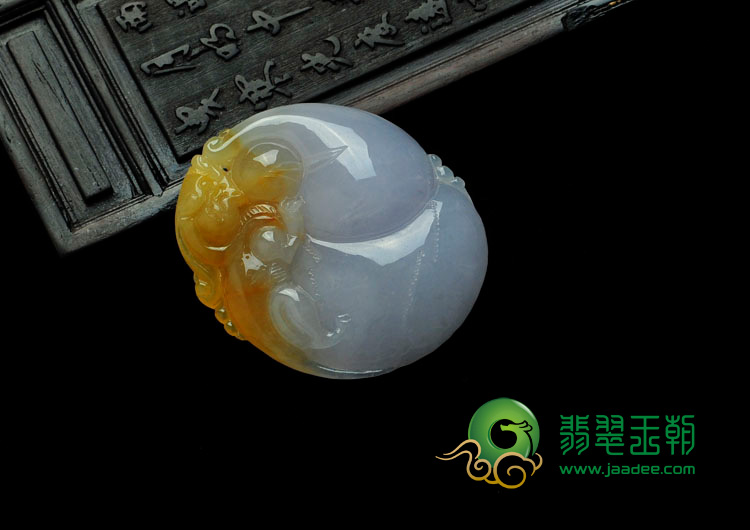 糯冰种黄翡紫罗兰缅甸翡翠福禄寿挂件