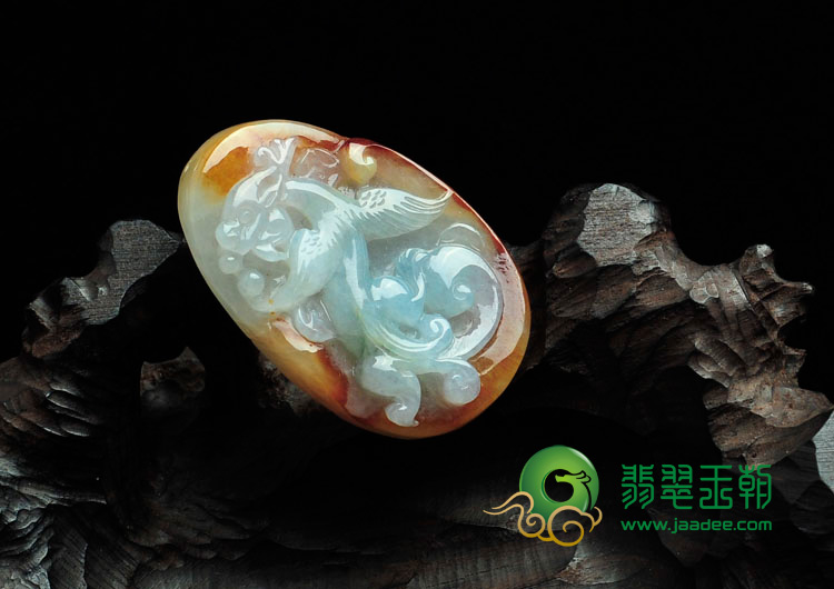 糯冰种红黄翡缅甸翡翠“龙征天下”挂件