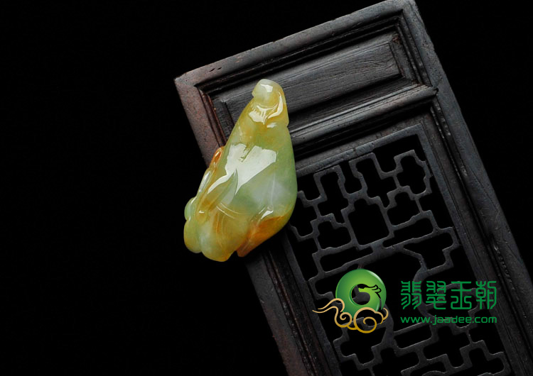 糯冰种黄加绿缅甸翡翠佛手挂件