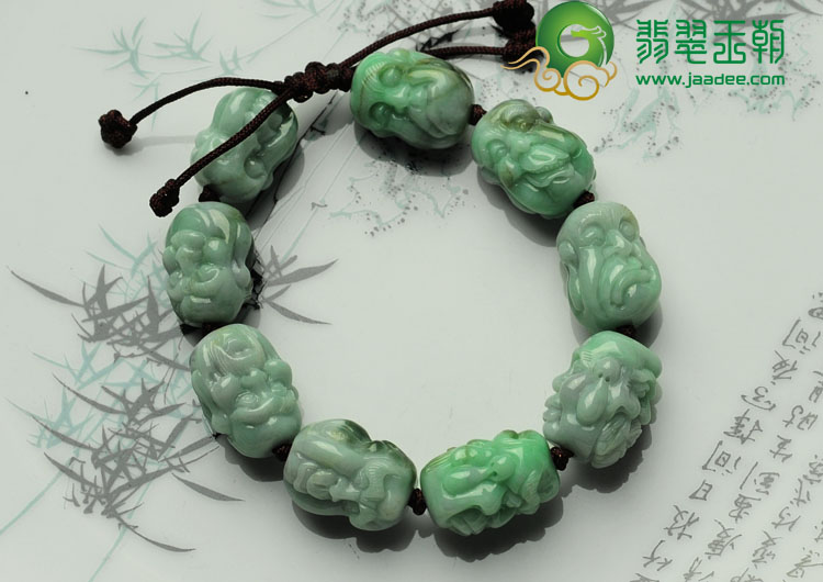 细糯种淡豆色缅甸翡翠罗汉头手链