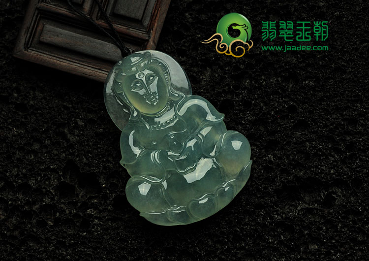 冰种晴水缅甸翡翠观音挂件