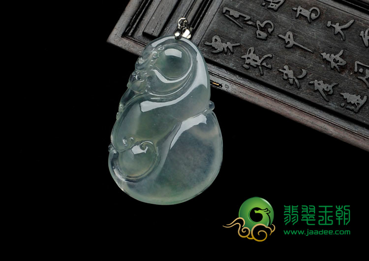 冰玻种晴水缅甸翡翠如意寿挂件