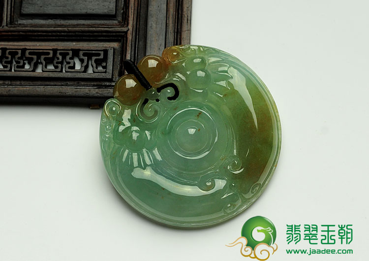 冰种黄翡晴水缅甸翡翠双龙戏珠挂件