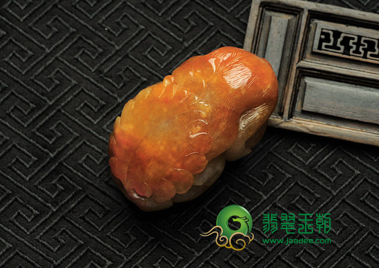 糯冰种红黄翡缅甸翡翠洪福齐天挂件