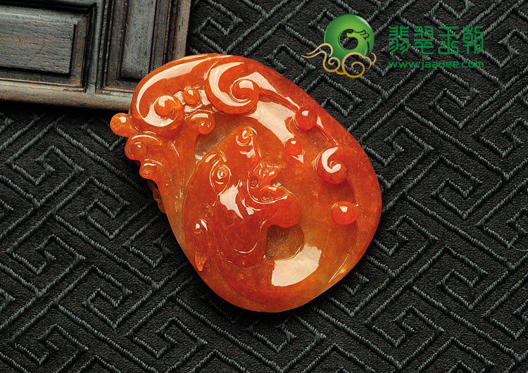 糯冰种红黄翡缅甸翡翠龙行如意挂件