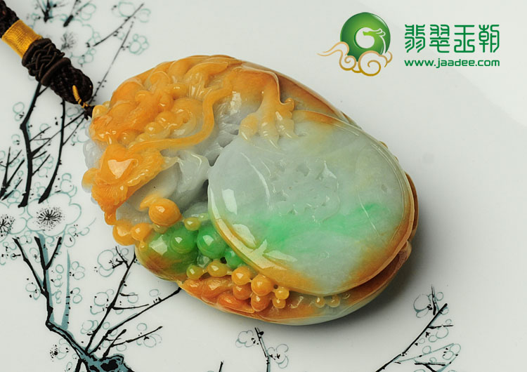 细糯种三彩缅甸翡翠龙寿如意手玩件