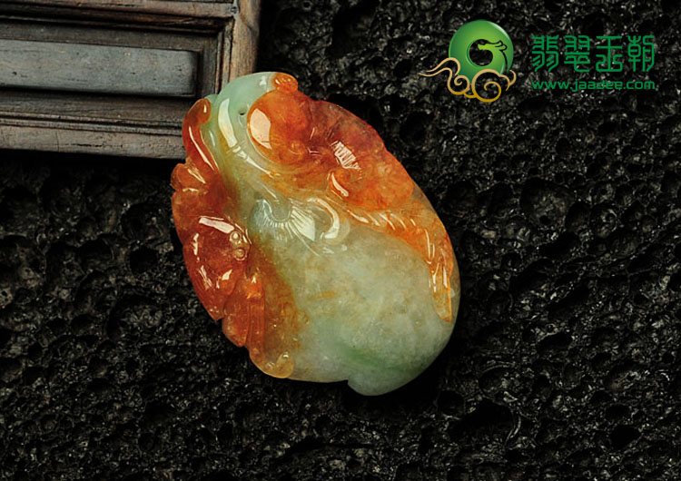 糯冰种三彩缅甸翡翠福寿如意挂件