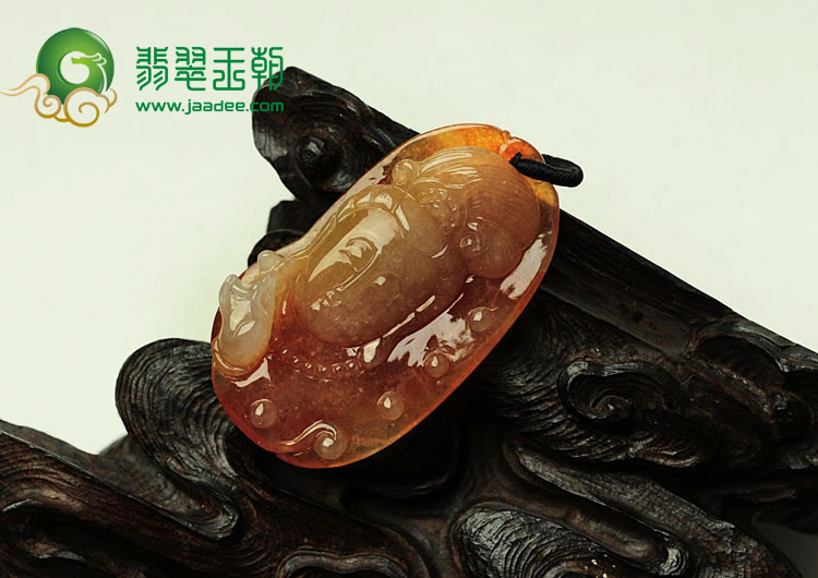 冰种红黄翡缅甸翡翠观音头挂件