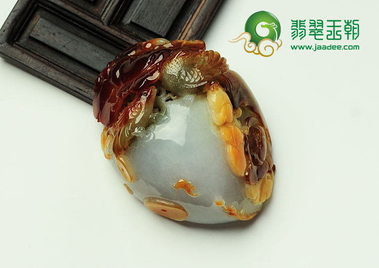 细糯种三彩缅甸翡翠欢喜富贵挂件