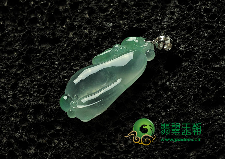 冰玻种晴水缅甸翡翠金扣佛手挂件（真钻）