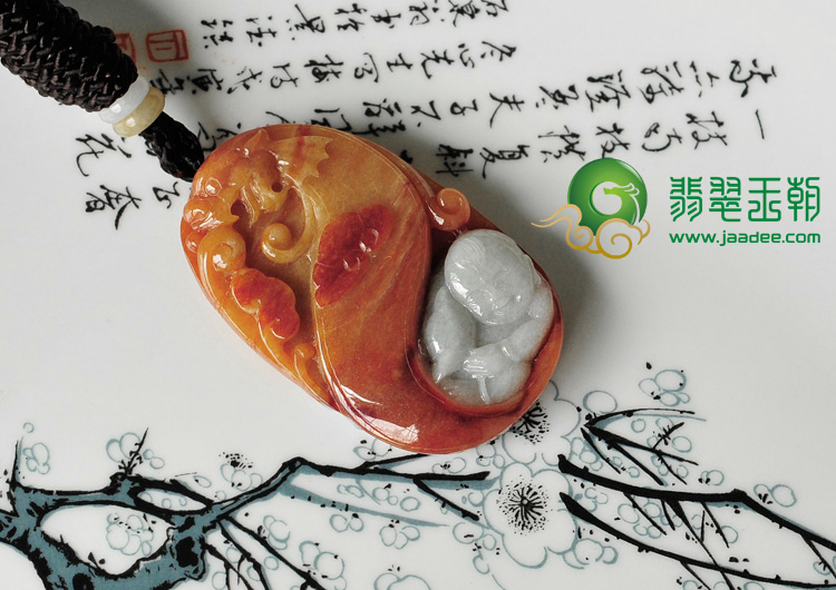 细糯种红翡缅甸翡翠望子成龙挂件