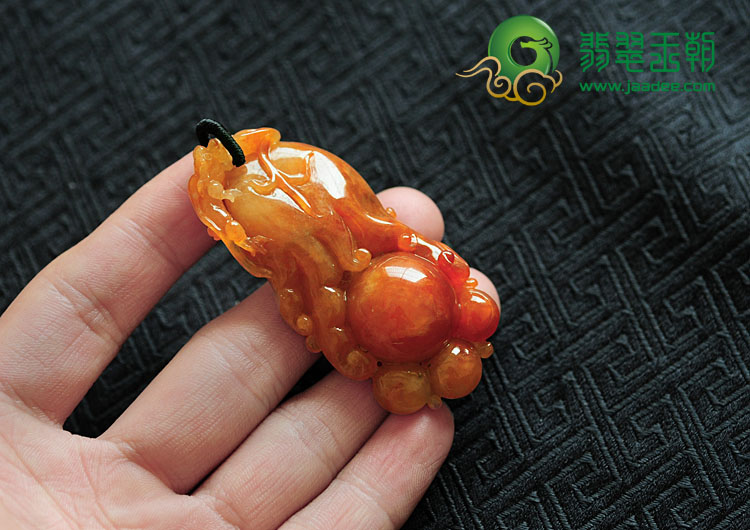 糯冰种红黄翡缅甸翡翠佛手挂件
