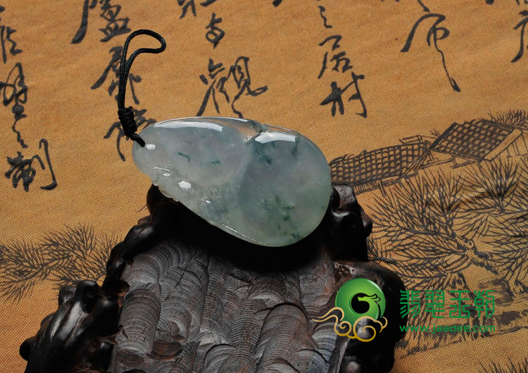 冰种飘花缅甸翡翠福禄寿挂件