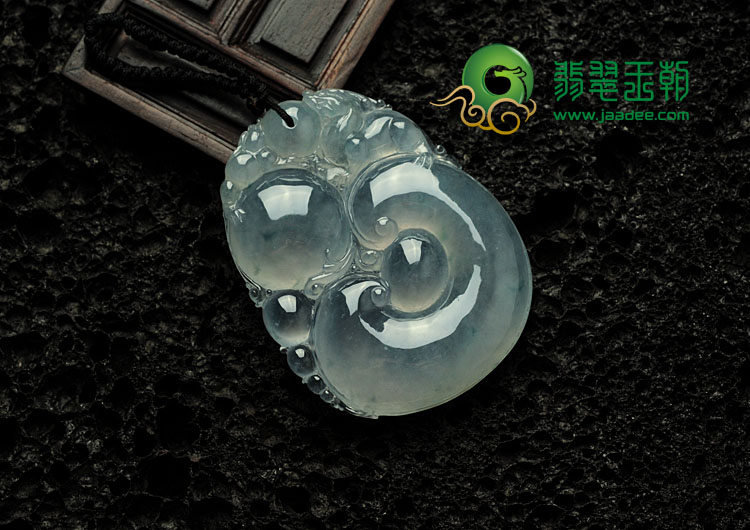 冰玻种淡紫罗兰飘花缅甸翡翠如意寿挂件