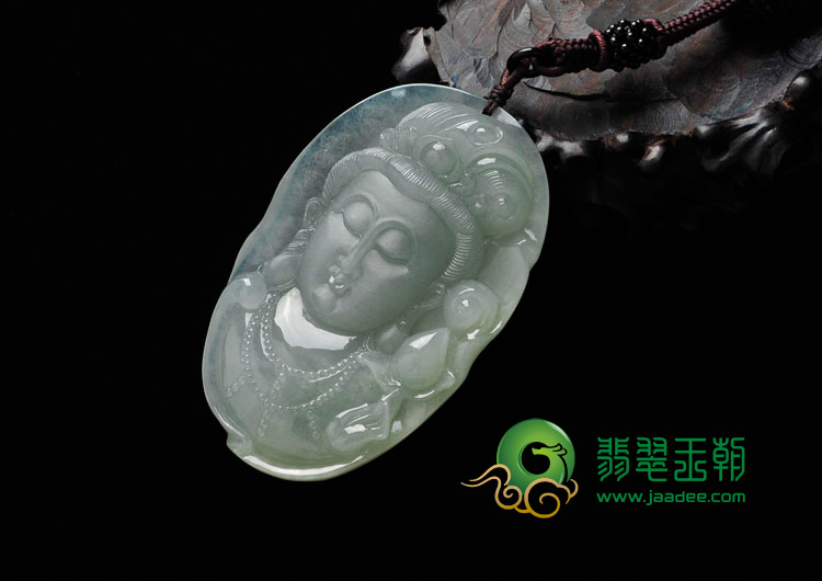冰种晴水缅甸翡翠观音头挂件
