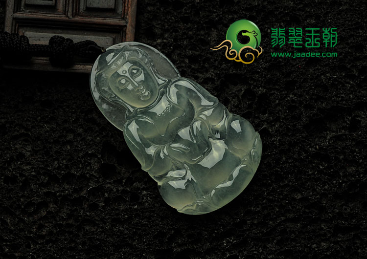 冰种晴水缅甸翡翠观音挂件