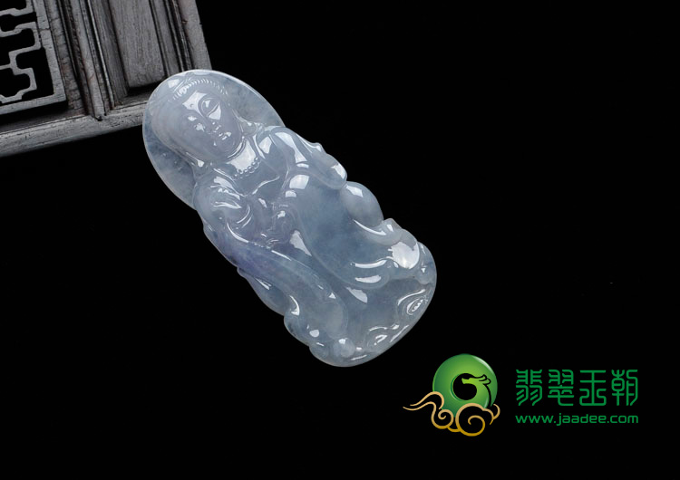 冰种紫罗兰缅甸翡翠站观音挂件
