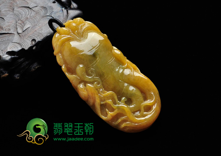 糯冰种黄翡缅甸翡翠人生如意挂件
