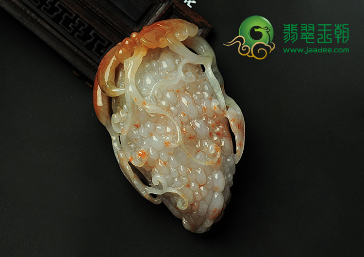 糯冰种红黄翡缅甸翡翠苦尽甘来手玩件
