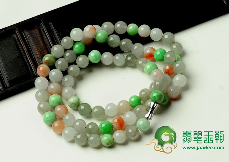 冰种三彩缅甸翡翠项链