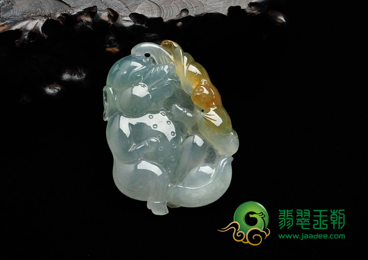 冰种晴水带黄翡缅甸翡翠“祝福”挂件